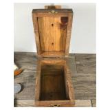 Vintage Wooden Shoe Shine Box 5 Cent with Foot Rest, Brass Latches and Accessories