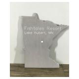 Resin Wall Hanging or Table Sign Shaped Like Minnesota - “Fish Tales Resort - Lake Hubert, MN”