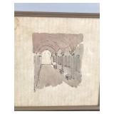 2 - Drawings Possibly of a Nun Sewing and the inside of Cathedral