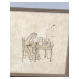 2 - Drawings Possibly of a Nun Sewing and the inside of Cathedral