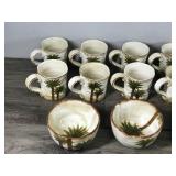 30 Piece Dinnerware Set - Tabletops Unlimited Fiji Palm Tree Hand Painted Dish ware Set