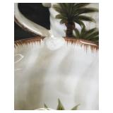 30 Piece Dinnerware Set - Tabletops Unlimited Fiji Palm Tree Hand Painted Dish ware Set