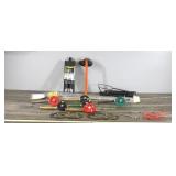 Ice Fishing Equipment - 7 Vintage Rods & Reels - 2 HT Balance Rod Holders - Ice Scoop - Stringer - Hook Remover - Ice Cleats