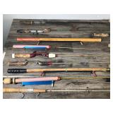 Large Lot of Vintage Ice Fishing Rods