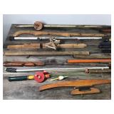 Large Lot of Vintage Ice Fishing Rods and More