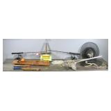Fishing Equipment - 2 Wood Polar II Tip Ups - Large Minnow Nets - Ice Scoops - Ice Fishing Rods and Reels - Gaff - 2 Wire Fish Baskets