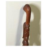Solid Wood Cane with African Tribal Design