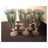 Set of vintage Libbey Emerald Diamond footed Pilsner glasses from the 1950