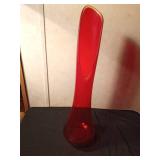 Vintage L. E. Smith Ruby Red Amberina Smoothie Swung glass floor vase from the 1960