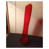 Vintage L. E. Smith Ruby Red Amberina Smoothie Swung glass floor vase from the 1960