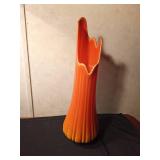 Vintage L. E. Smith Bittersweet orange swung glass vase from 1960