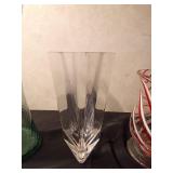 Hand blown art glass infused cand cane swirl vase, Krosno clear rectangle vase, Vohenstrauss glass vase