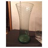 Hand blown art glass infused cand cane swirl vase, Krosno clear rectangle vase, Vohenstrauss glass vase