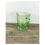Vtg GREEN URANIUM VASELINE GLASS Footed Measuring Cup 4 Cup 32 Oz GLOWS! 5.75"