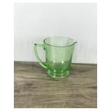 Vtg GREEN URANIUM VASELINE GLASS Footed Measuring Cup 4 Cup 32 Oz GLOWS! 5.75"