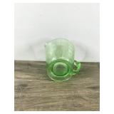 Vtg GREEN URANIUM VASELINE GLASS Footed Measuring Cup 4 Cup 32 Oz GLOWS! 5.75"