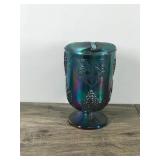 Carnival Glass by Indiana Glass Co. Harvest Grape Pitcher Blue Iridescent MCM