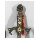 15.5" Knights Templar Dagger Short Sword Pheonix Partially Serrated Steel Blade