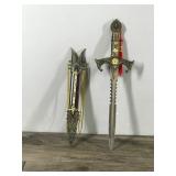 15.5" Knights Templar Dagger Short Sword Pheonix Partially Serrated Steel Blade
