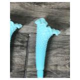 Fenton Turquoise Hobnail 3 Horn Trumpet Epergne Bud Vase 1950s 6.5"