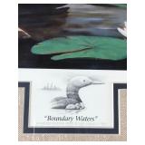 Framed, Signed Print by Leo Stan’s - “Boundary Waters” - Also has 2 Coins and Stamp