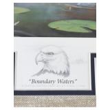 Framed, Signed Print by Leo Stans - “Boundary Waters” - Also has 2 Coins and Stamp