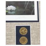 Framed, Signed Print by Leo Stans - “Boundary Waters” - Also has 2 Coins and Stamp