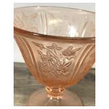 2 - Vintage Pieces of Pink Depression Glass / Candy Dish & Relish Dish