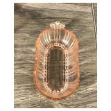 2 - Vintage Pieces of Pink Depression Glass / Candy Dish & Relish Dish