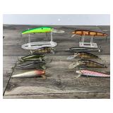 Lot of 10 Fishing Lures - Bagley - Rebel - A.C. Shiner 550 and More