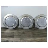 3 - Vintage Wall Hanging Pewter Collectible Plates with Christmas Theme  Years - 1980-1981 & 1983