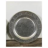 3 - Vintage Wall Hanging Pewter Collectible Plates with Christmas Theme  Years - 1980-1981 & 1983