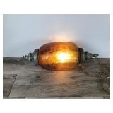 Vintage Large Swag Lamp Amber Crackle Glass Hanging Light