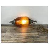 Vintage Large Swag Lamp Amber Crackle Glass Hanging Light