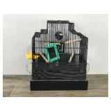 Small Metal Bird Cage with Accessories Attached