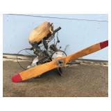 Vintage Wooden Plane Propeller with Small Engine