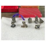 Waterford Crystal Christmas Ornament & Reed & Barton Miniature Metal Christmas Ornaments