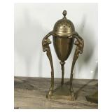 Lot of 5 Brass Items - Duck Head - Sail Boat - Moose Ashtray - Deer - 1940’s Brass Neoclassical Empire 3 Goat Head Hoof Incense Burner