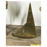 Lot of 5 Brass Items - Duck Head - Sail Boat - Moose Ashtray - Deer - 1940’s Brass Neoclassical Empire 3 Goat Head Hoof Incense Burner