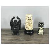 Buddha Figurine - Shi Foo Dog Figurine and Tribal Totem Figurine Possibly a Beaver