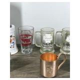 Lot of Collectible Beer Mugs / Glasses & More - Lakemaid Beer Schells & Rapala - Schmidt Beer Collector Series with Fish on them - Smirnoff Mule Copper Cups - New Zealand Steinlager Beer Mugs - Usinge