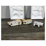 3 - Collectible Animal Figurines - Camel (Homco) - Cow (Homco) - Sheep (No Markings)