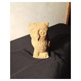Carved folk art sandstone owl sculpture by Ohio Artist Earnest "Popeye" Reed