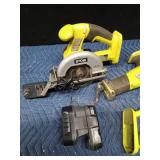 Ryobi set of battery operated tools with charger and battery