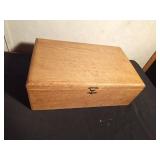 Wood box with marijuana leaves decoupaged on inside bottom