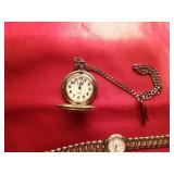 Pocket watch and 4 Vintage wrist watches