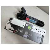 New GE Surge Protector and 9 ft Fabric Covered Extension Cord