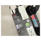 New GE Surge Protector and 9 ft Fabric Covered Extension Cord