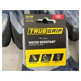 5 New Pairs of True Grip Water Resistant Work Gloves - Size L