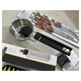 New Grill Accessories, Glove, Skewers, Oil Spritzer, Sauce Pan